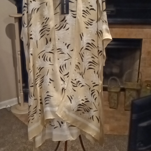 NWT Harve' Bernard 100% viscose multi-colored foliage print cardigan Sz OS - Picture 5 of 9